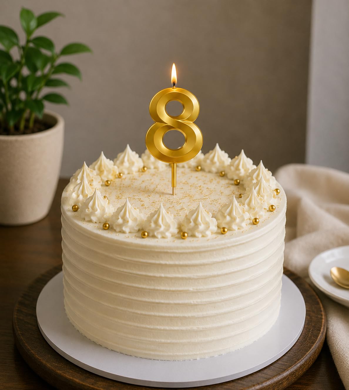 21147 {Pack of 12} Number 8 Birthday Cake Candle, Gold, Shiny Metallic Finish, 4.5cm, Perfect for Any Occasion