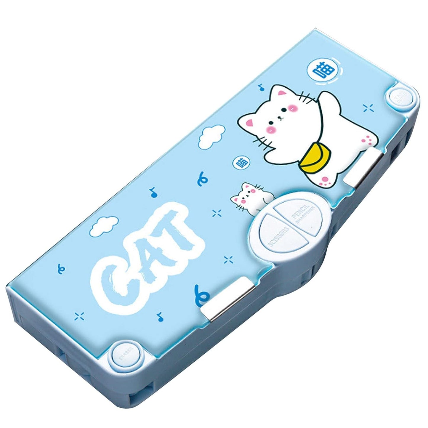 50923 Multifunction Pencil Case, Pencil Box with 2 Compartments for Students - Cartoon Pattern Stationery Set {Random Color}