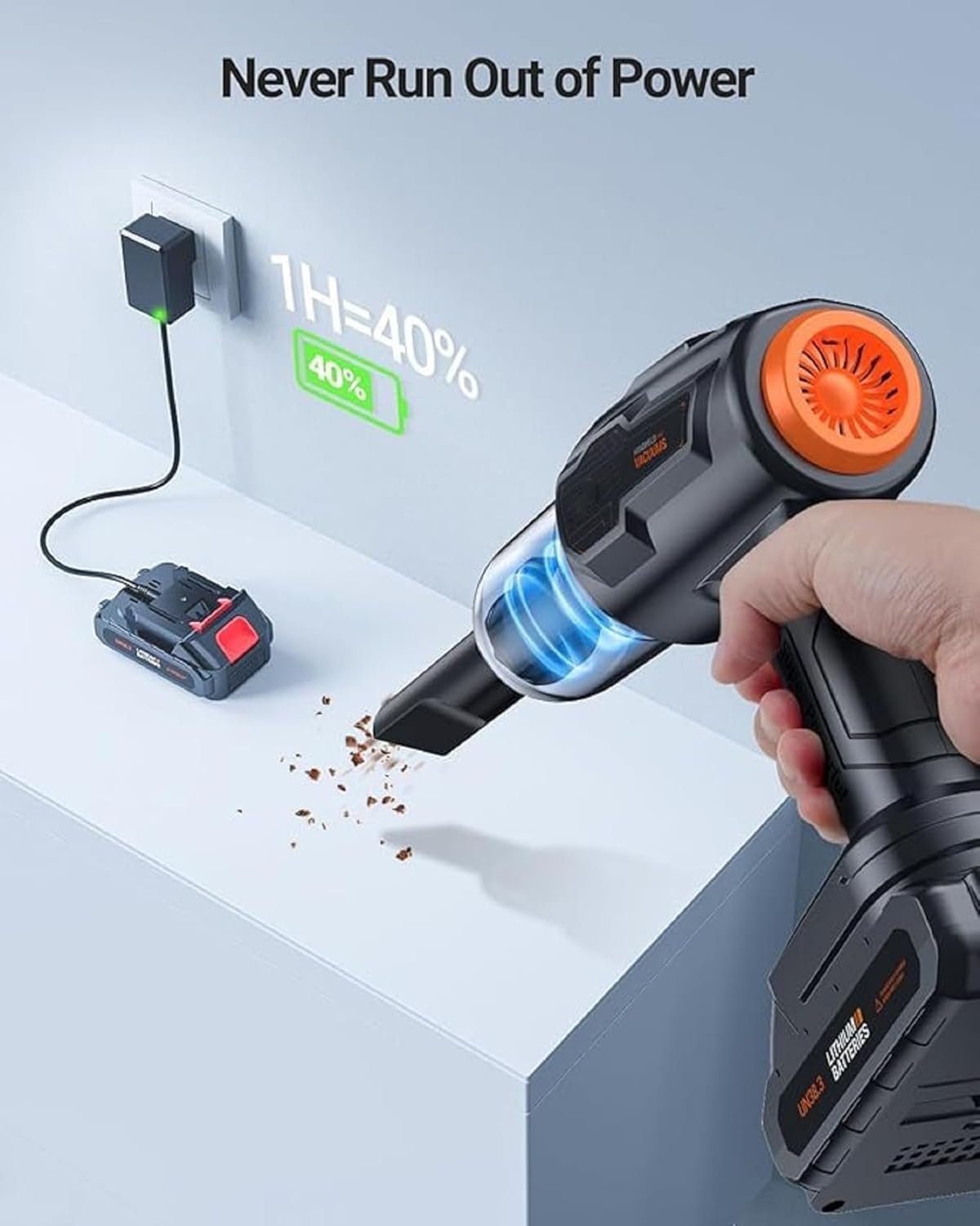 10405 Handheld Car Vacuum Wireless, Portable Vacuum Cleaner with 21000pa High Power Suction, Two Batteries Long Endurance