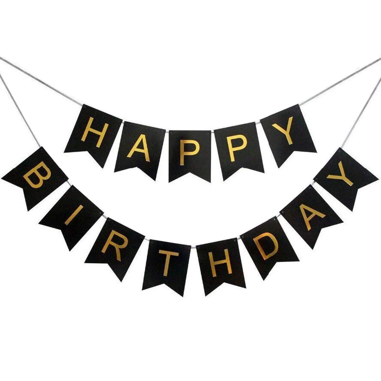 9051 Happy Birthday Paper Banner V cut, For Decoration random colour