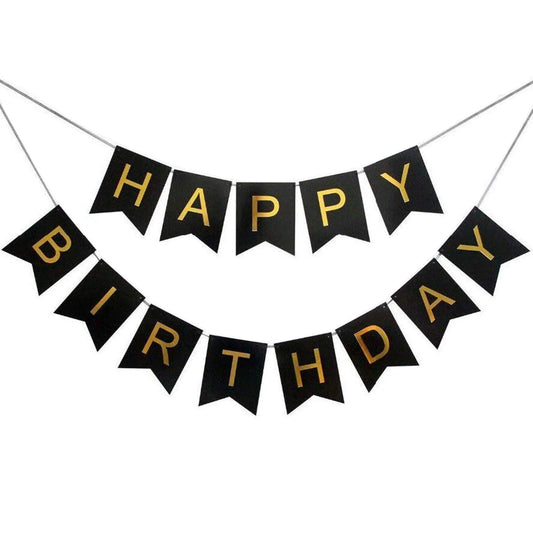 9051 Happy Birthday Paper Banner V cut, For Decoration random colour
