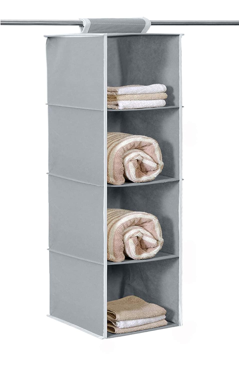 11043 Closet Hanging Organizer, 4 Tier Closet Wardrobe Organizer Clothes Storage Non Woven Close Cloth Organizer(Pack of 1, Grey)
