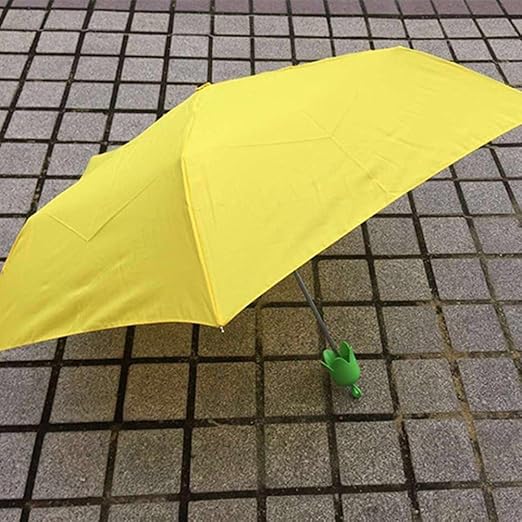 10591 3 Fold Corn Shaped Folding Umbrella,Sun Umbrella UV Parasol Vegetables Fruit Shape Parasols for Women, yellow umbrella