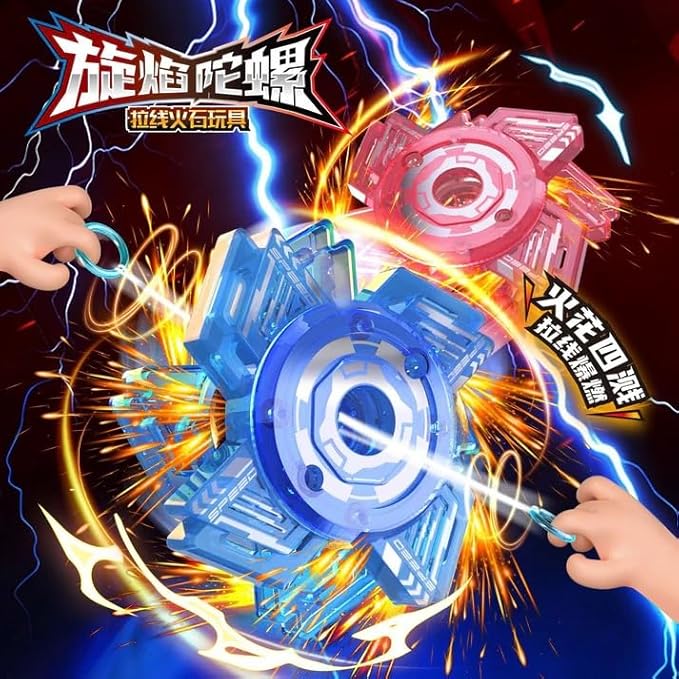 20948 Hand Pull Gyro Spinner for Kids | High Speed Flying Spinner with String Launcher | Stress Relief Rotating Spin Toy