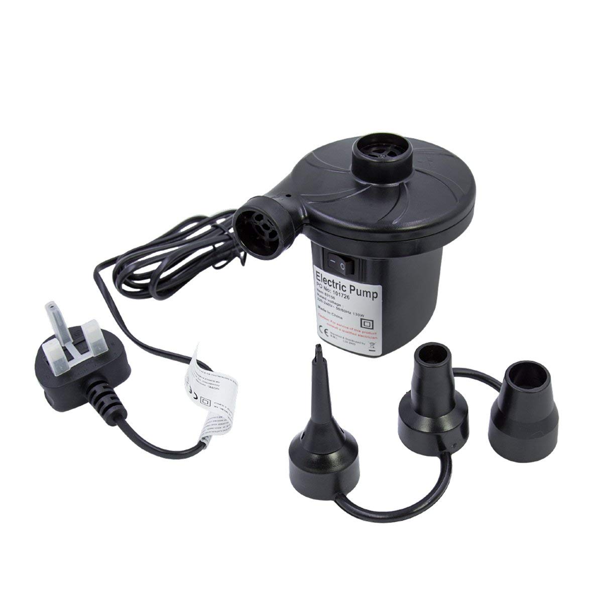 20925 Electric Air Pump for Inflatable Swimming Pools, Air Beds & Toys – Portable High-Pressure Pump for Mattress, Pool Floats, Sofa – Ac 230v Air Blower for Indoor & Outdoor Use – Black