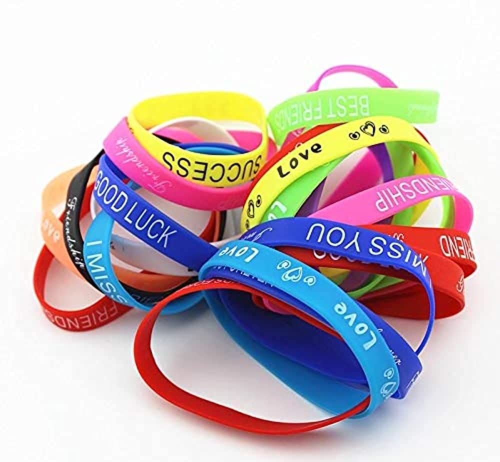 20804 {Pack of 90} Printed Multicolor Rubber Friendship Band for Girls and Boys Friendship Belt for Friends Friendship Bracelets Free Size