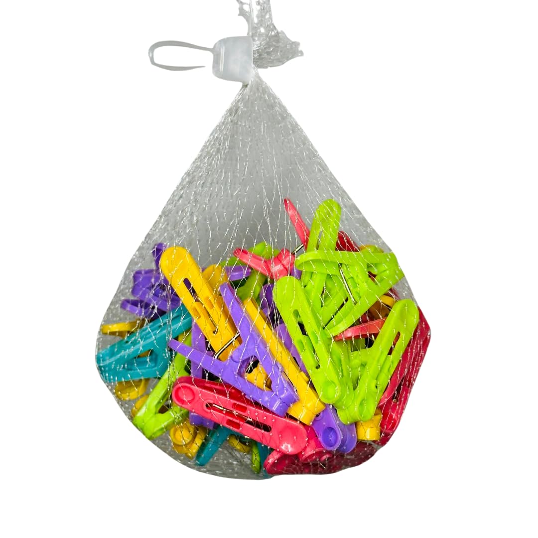 YW-908 (Pack of 50) Cloth Clips for Drying Clothes - Dress Clips - Multipurpose Clothes Pins - Clips for Clothes Drying, Hanging, and Organizing Rainbow Clip