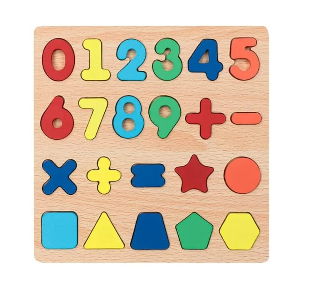 4123 Number and Shape Puzzles and Geometric Wooden Foam Educational Toys