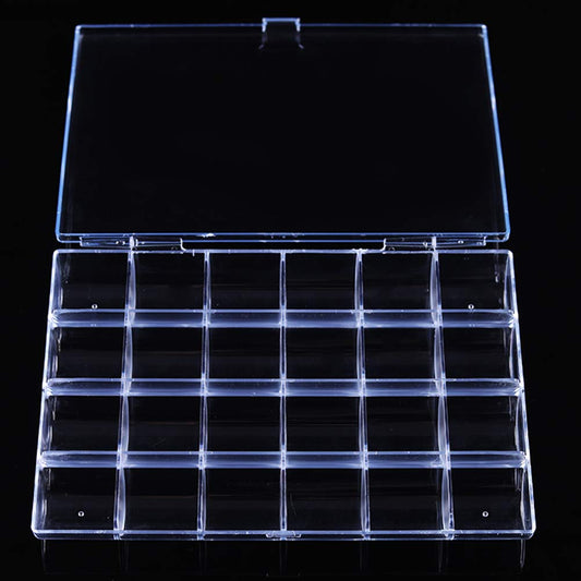 10267  24 Slots Empty Clear Nail Art Decoration Storage Box Nail Glitter Rhinestone Crystal Accessories Container Storage Box