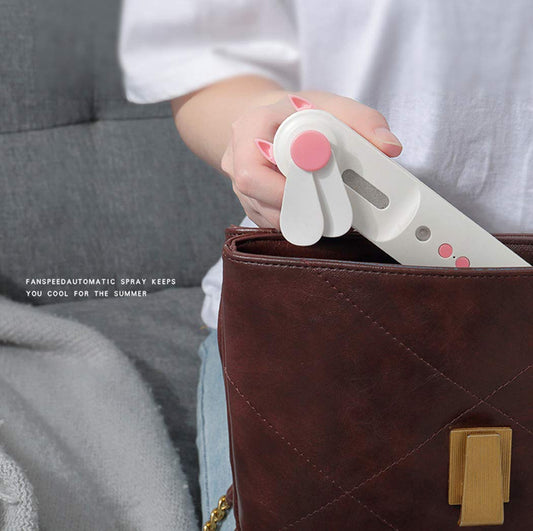 F-02 Portable 2 IN 1 Water Spray Mist Fan Electric Usb Rechargeable Handheld Mini Fan Cooling Air Conditioner Humidifier For Outdoor