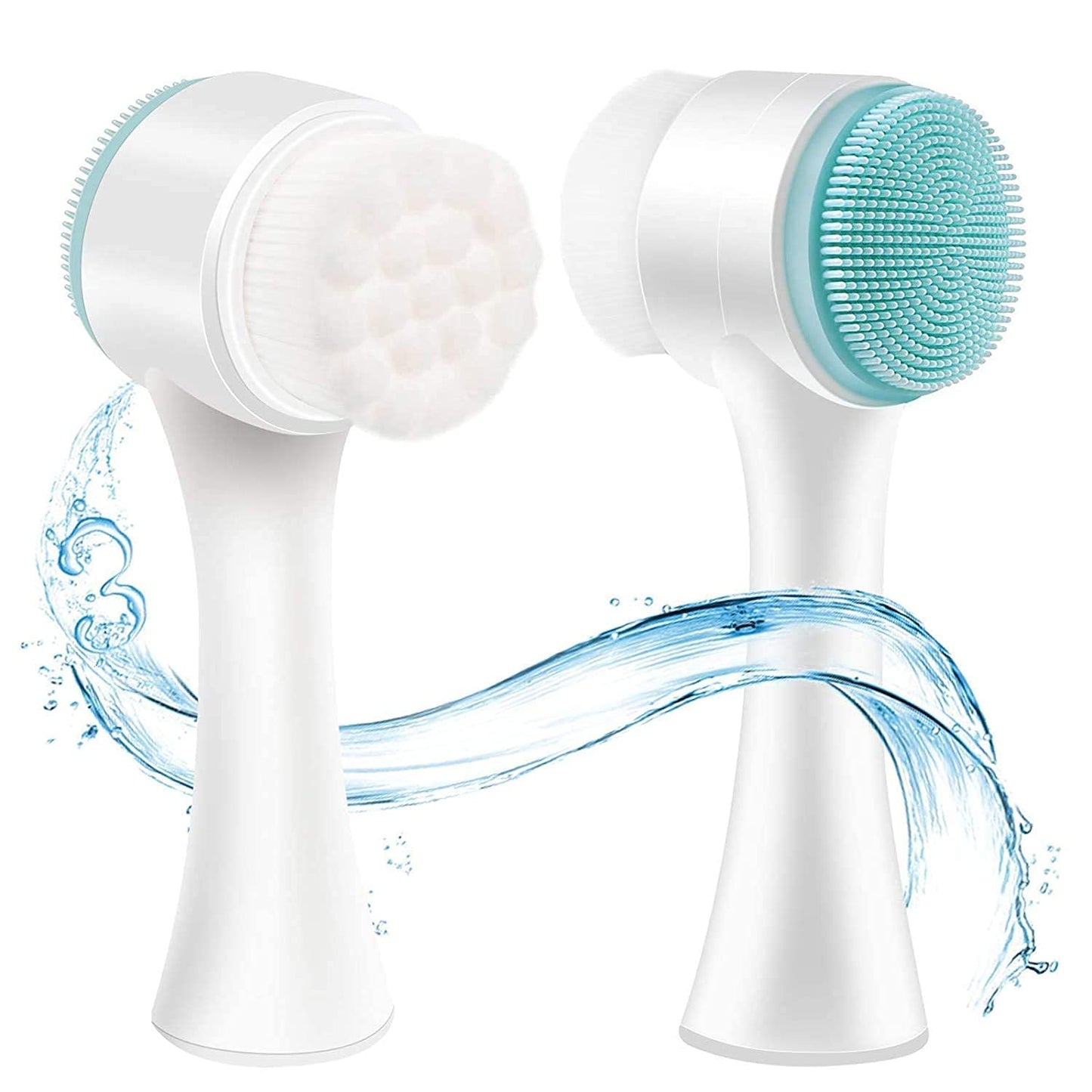 20552 Manual Facial Cleansing brush, 2-in-1 Skin Care face brush, silicone facial scrubber Manual Dual Face Wash Brush for Deep Pore Exfoliation Massaging