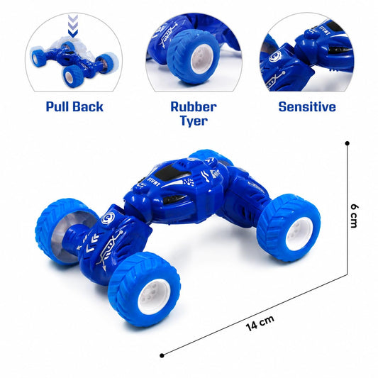 20922 Pull Back Monster Telescopic Stunt Car Toy for Kids 3+ | 360° Flip & Roll Action | Double-Sided Friction Powered Off Road Monster Truck, {Random Colour}