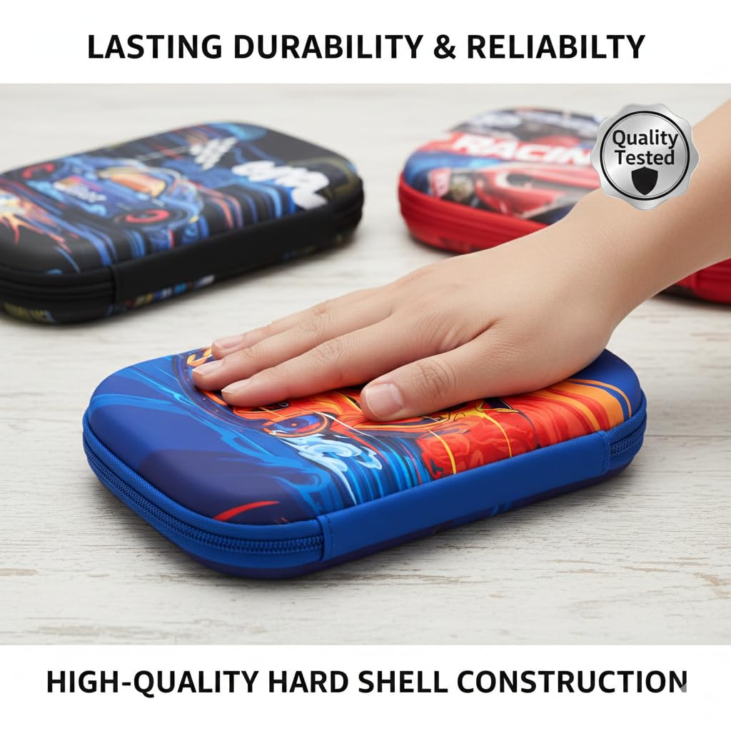 5976 Stylish Racing Car Printed Pen Pencil Pouches for Kids 3+|1PCs Random Case for Boys & Girls Stationary Item Organizer Multi-Purpose Travel, Cosmetic Pouch Birthday Gift for Children