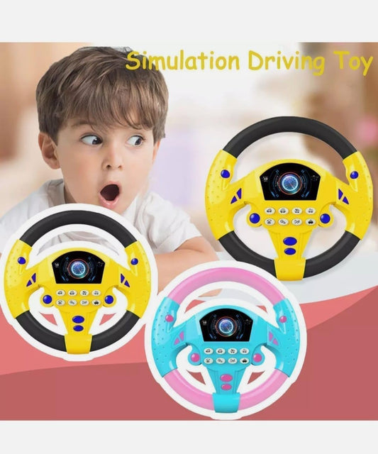 KX1703  Kids Interactive Racing Steering Wheel Toy with Sound & Light – Educational Driving Simulator for Children {Random Color}