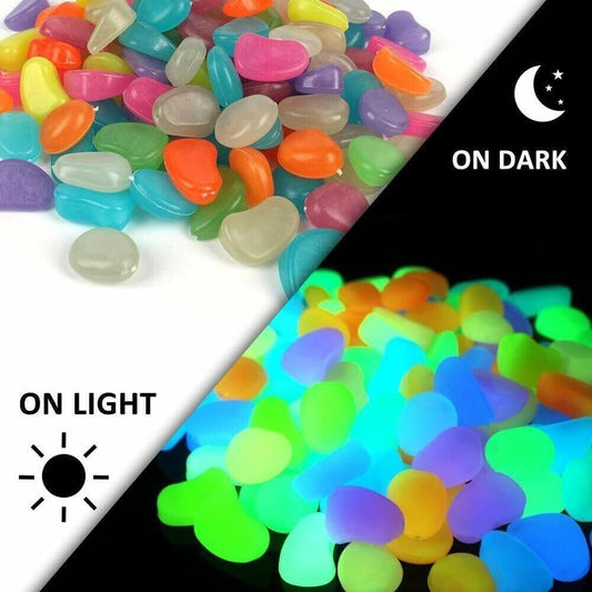 21304 Radium Glossy Stone Glow in The Dark Decorative Pebbles Luminous Resin Stones for Aquarium Garden Vase Pathway & Home Décor Non-Toxic Reusable Glow Rocks (SMALL MULTI GLOWING)