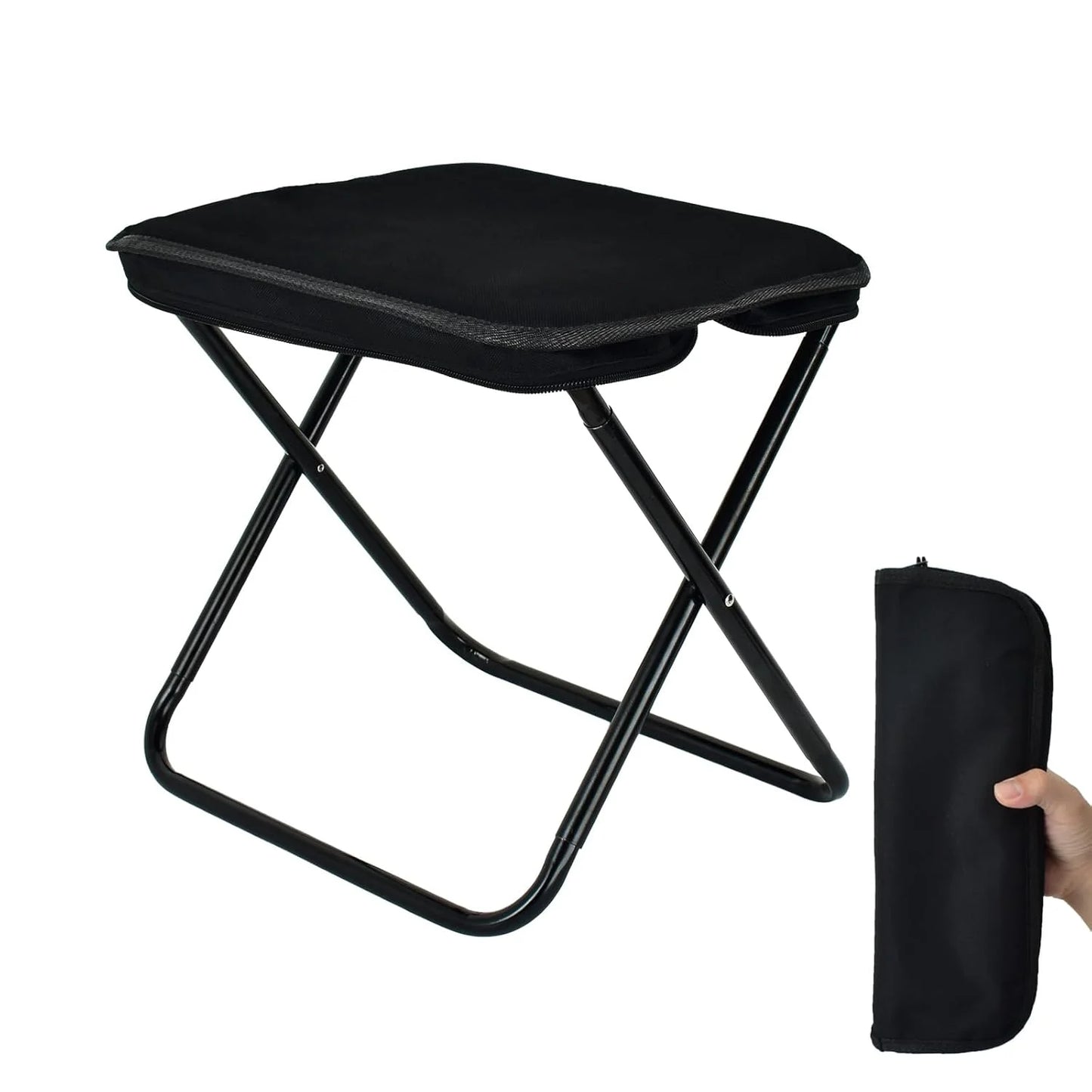 11319 Stool, Portable Chair, Lightweight Portable Stool for Adults {Black/Cream}