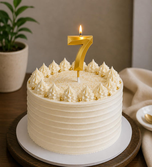 21148 {Pack of12} Number 7 Birthday Cake Candle, Gold, Shiny Metallic Finish, 4.5cm, Ideal for Any Occasion