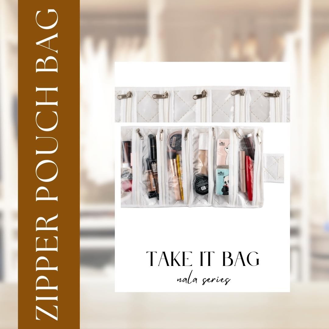 20373 Watch Organizer with 6 Zipper Compartments - Travel Organizer for Lipsticks & Accessories, Portable, Lightweight, Durable