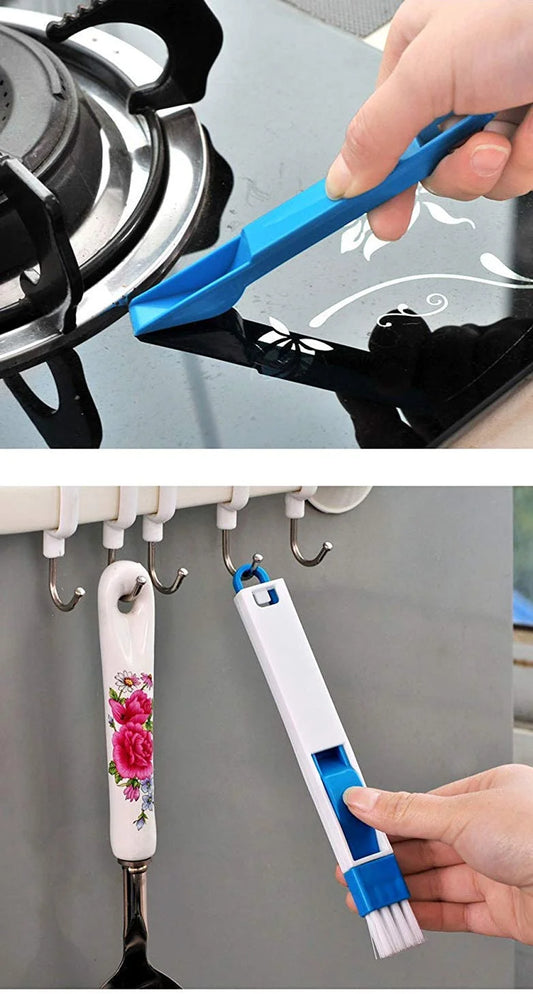 10186 – (12 Pcs) 2-in-1 Multi-Function Window Slot Brush with Dustpan Screen Keyboard Drawer Wardrobe Corner Gap Dust Removal Cleaning Brush (7.7×0.8 inch)