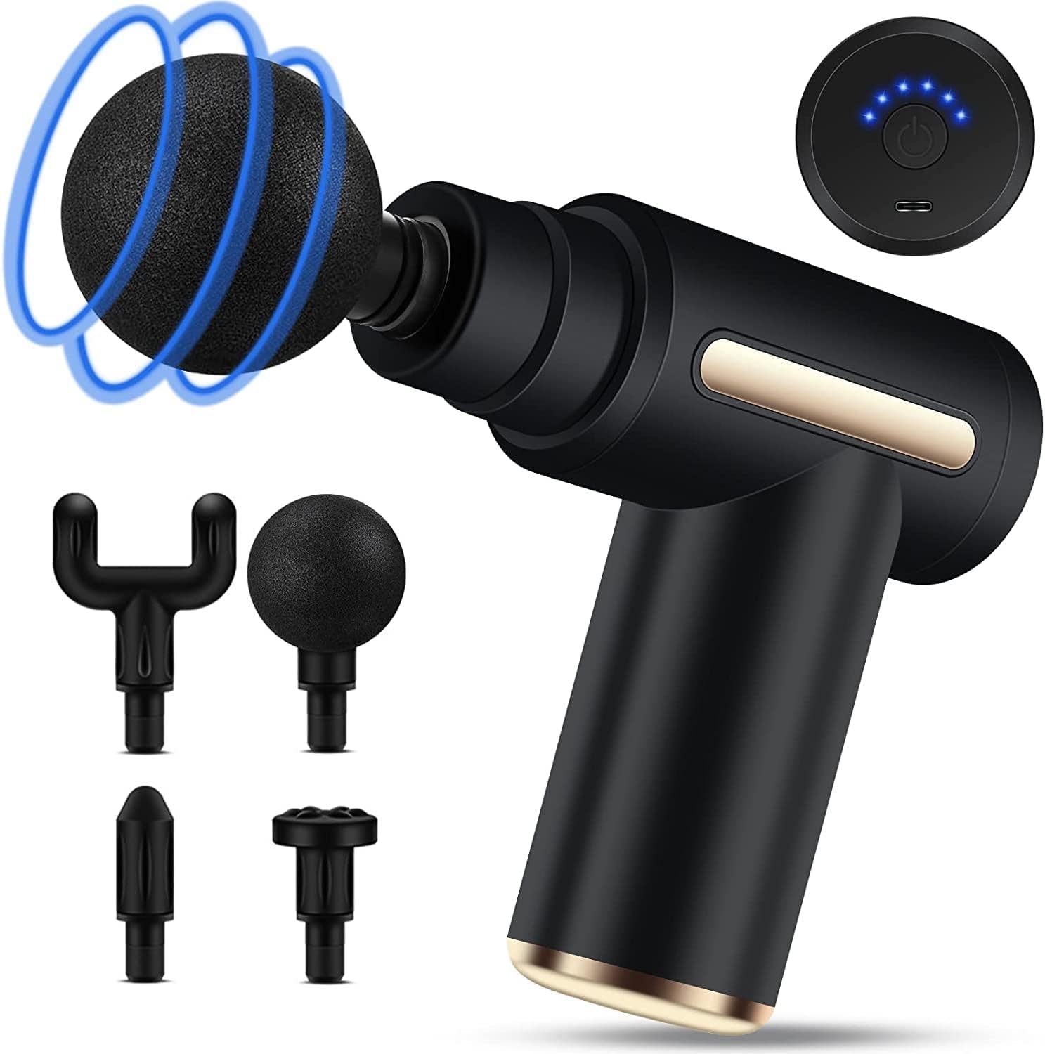 MG-203 Mini Rechargeable Vibration Massage Gun Wireless Muscle Relaxation Professional Fitness Portable Electric Fascia Gun 6 speed {Random Color}