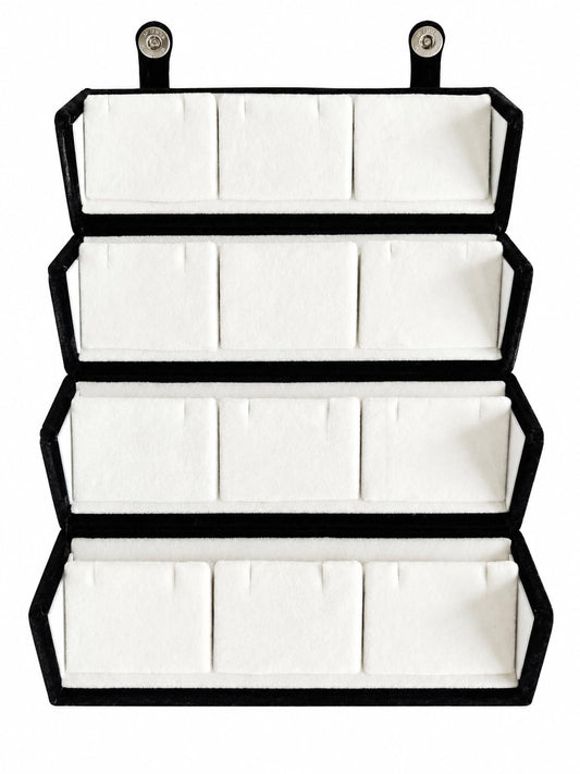 20896 12 Pair Earring Organizer Box | Jewelry Storage Folder for Earrings, Studs & Small Jewelry | Foldable Travel Jewelry Case