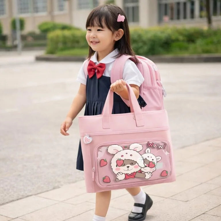 10371 Cartoon Printed Trendy Tote Bag for Party Spring Work for home office school travel camping drawing storage bag