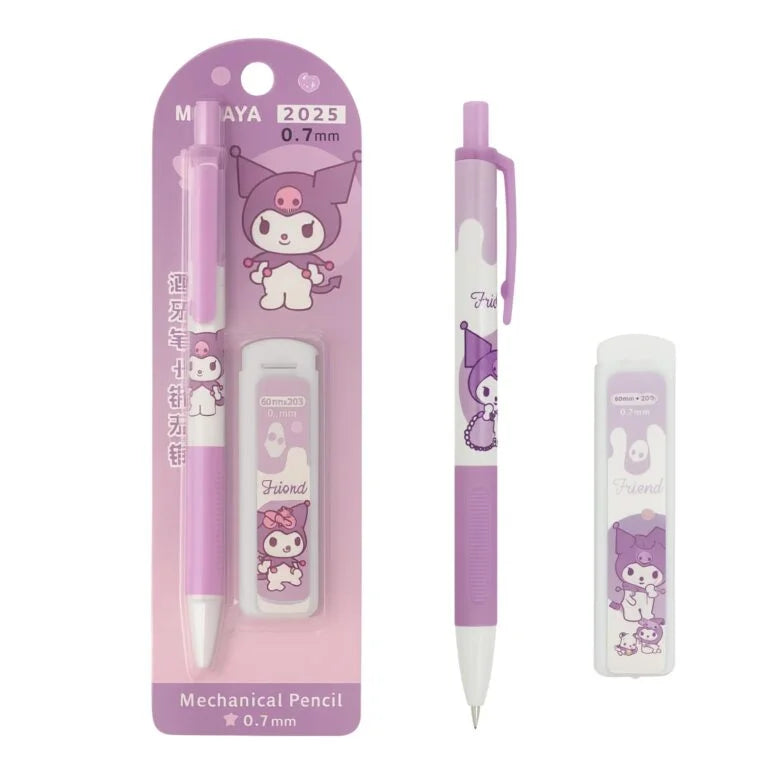 02025 0.7mm Mechanical Pencil Set – 15cm Cute Purple Pencil & 6cm HB Lead Refills {Random}