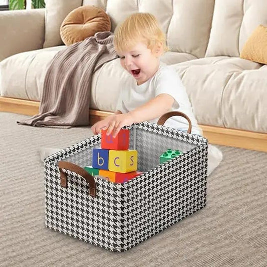 21291 Closet Clothes Organizer with Handle, Fabric Storage Box with Steel Frame Stackable Shelf Storage Baskets Foldable Wardrobe Storage Box for Clothes Jeans Sarees Toys - 30×24×17CM (PACK OF 1)
