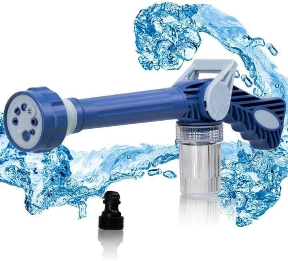 10406 8-in-1 Turbo Water Spray Gun (Blue) | Multi-Function Adjustable Water Hose Nozzle for Car, Garden & Home Use