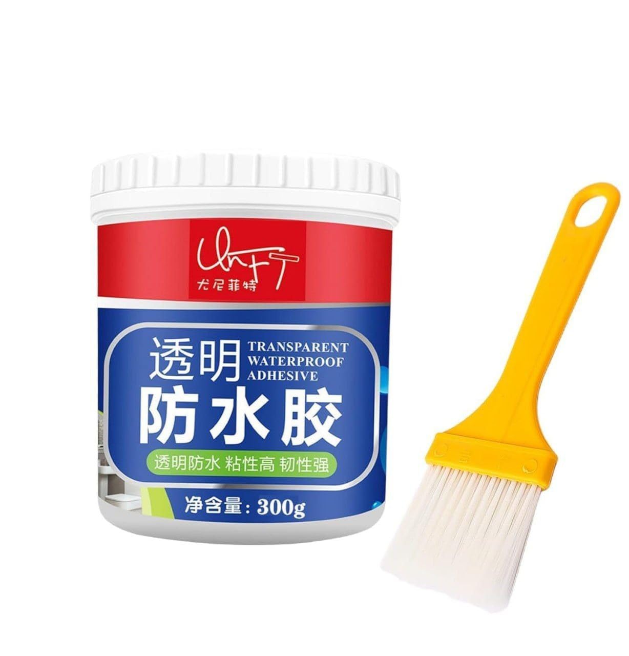 10397 Waterproof Adhesive Glue, 300gm, with Brush, Transparent, for Roof Leakage, Crack Seal, Water Leakage Solution, Waterproofing for Pipe, Wall, Tiles