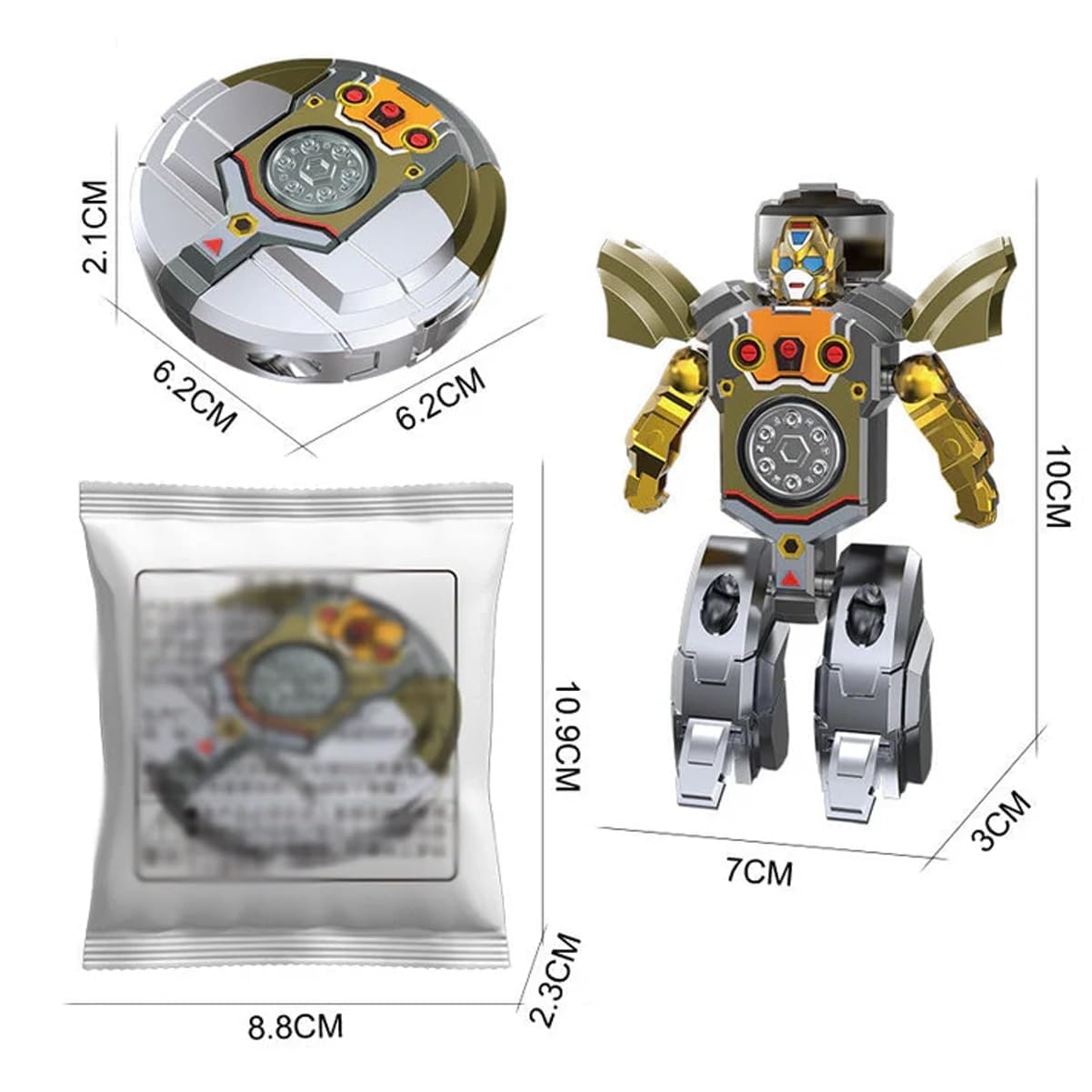 20324  2-in-1 Transformable Robot Fidget Spinner Toy, Sensory Stress Relief, Malleable Mini Robot Toy for Children and Adults