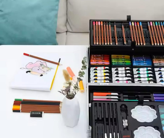 188307   145-Piece Kids Art Set with Space Party Case, Complete Drawing and Painting Kit with Markers, Crayons, Watercolours, Art Supplies for Children