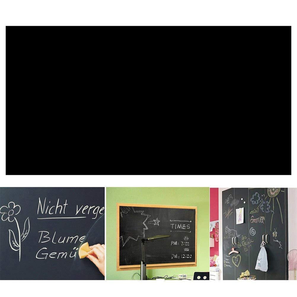 21182 Black Board Vinyl (45x200cm) Wall Sticker Removable Decal Chalkboard with 5 Chalks for Home School Office College Room Kitchen Kids