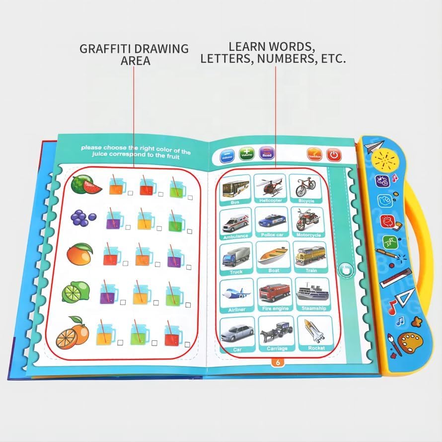 3101  Intelligence Book English Letters & Words Learning Sound Book, Fun Educational Toys, Activities with Numbers, Shapes, Animals Phonetic Learning Book