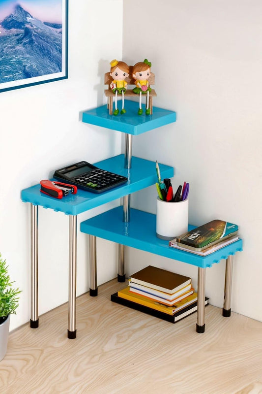 20977 Countertop Organizer Rack | 3 Tier | Kitchen Corner Shelf | Adjustable Stand for Office, Cabinet & Bathroom | Multi-Purpose Storage for Spice Jars and Bottles | Space-Saving Organiser