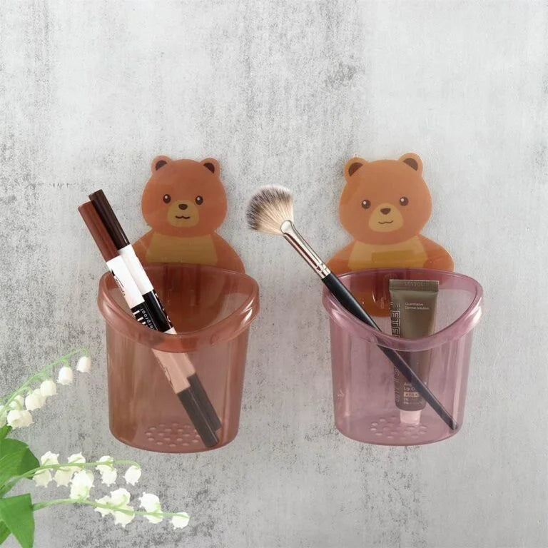 10824 Toothbrush Holder Wall-Mounted Suction Cup Cute Bear Storage Cup