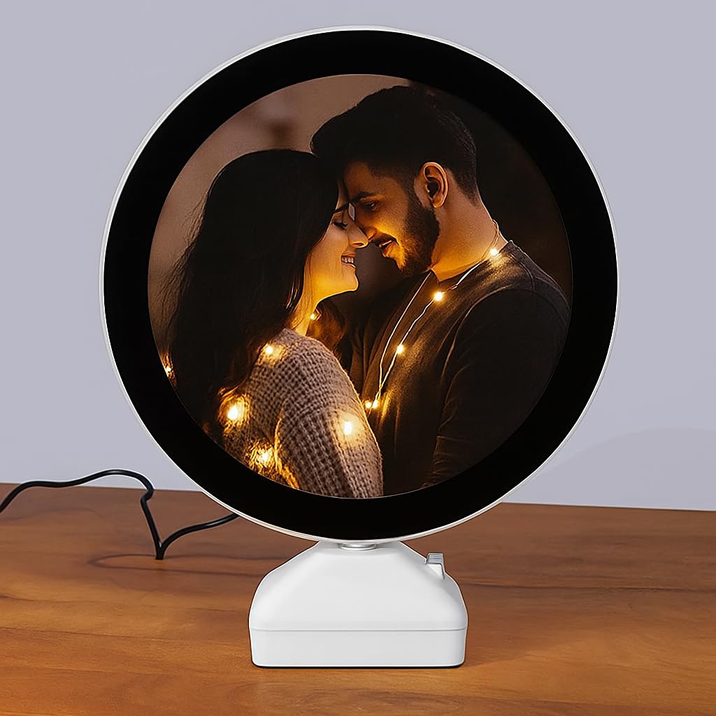 20198 Magic Mirror Photo Frame LED Light | Personalized LED Photo Lamp | Custom Couple Photo Gift | Anniversary, Birthday