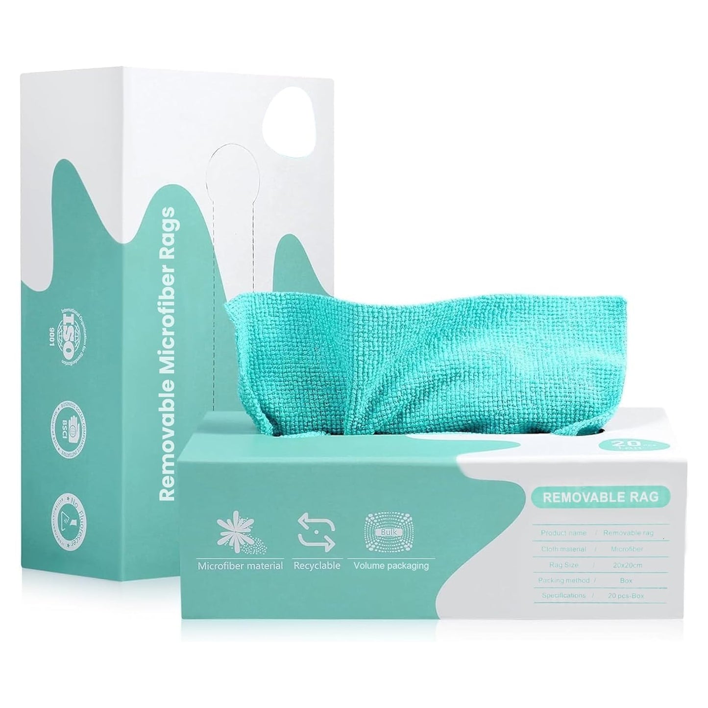 21138 Safe-X Microfiber Cleaning Cloth, Reusable Cloth Wipes for Home Kitchen & Office | Strong Absorbent Cleaning Cloth with Dispenser Box, 20 Pcs, 20x20 Cm