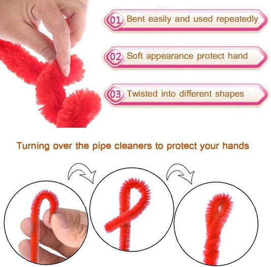 20681 {100 Pcs} Pipe Cleaners Craft,Chenille Stems for DIY Flowers, Limpia Pipas Fluffy Fuzzy Sticks for Gift Wrapping, Party Decorations