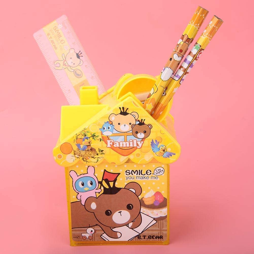 20745 Pen Holder, Cartoon Small House Shape Pencil Stand with Scissors Pencil Ruler Sharpener Desk Pen Organiser Kids Stationery {Random Color}