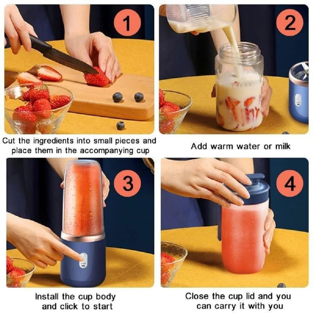 10401 Portable Juicer Blender for Smoothies & Juices ,USB Rechargeable Mini Blender Bottle 400ML