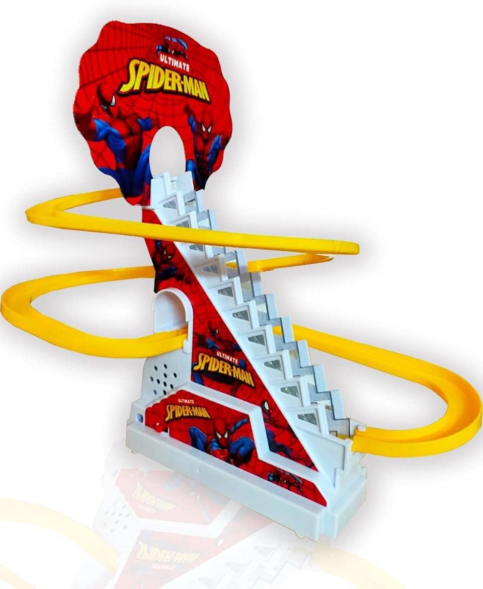 867-15 Spider Slide Toy Set, Funny Automatic Stair-Climbing Cartoon Race Track Set Little Lovely Spider Slide Toy Escalator Toy for Boys Girls