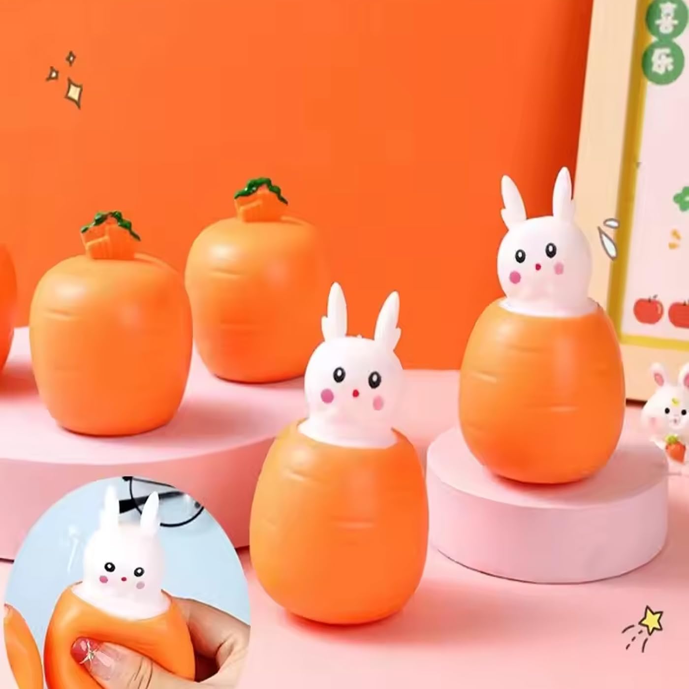 8056 (10 pcs) Squueze Pop Up Carrot Toy