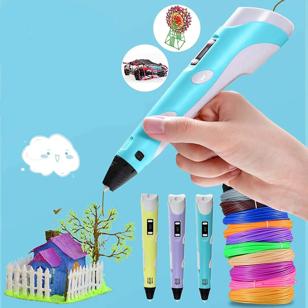 1829 3D Pen Professional |3D Printing Drawing Pen With Different Color Abs / Pla Filament For Creative Modelling | Project And Education Purpose |Random Color