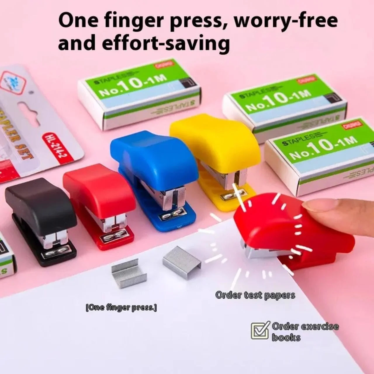 10784 Mini Stapler Set Sheet Pack of 20 | No.10 Staplers with Free Staple Pins | Colorful Small Staplers for Students, Office & Home Use