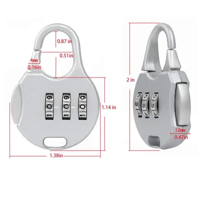 11291 Mini Padlock Luggage Security Password Lock, 3 Digit Combination Lock {Random Design}