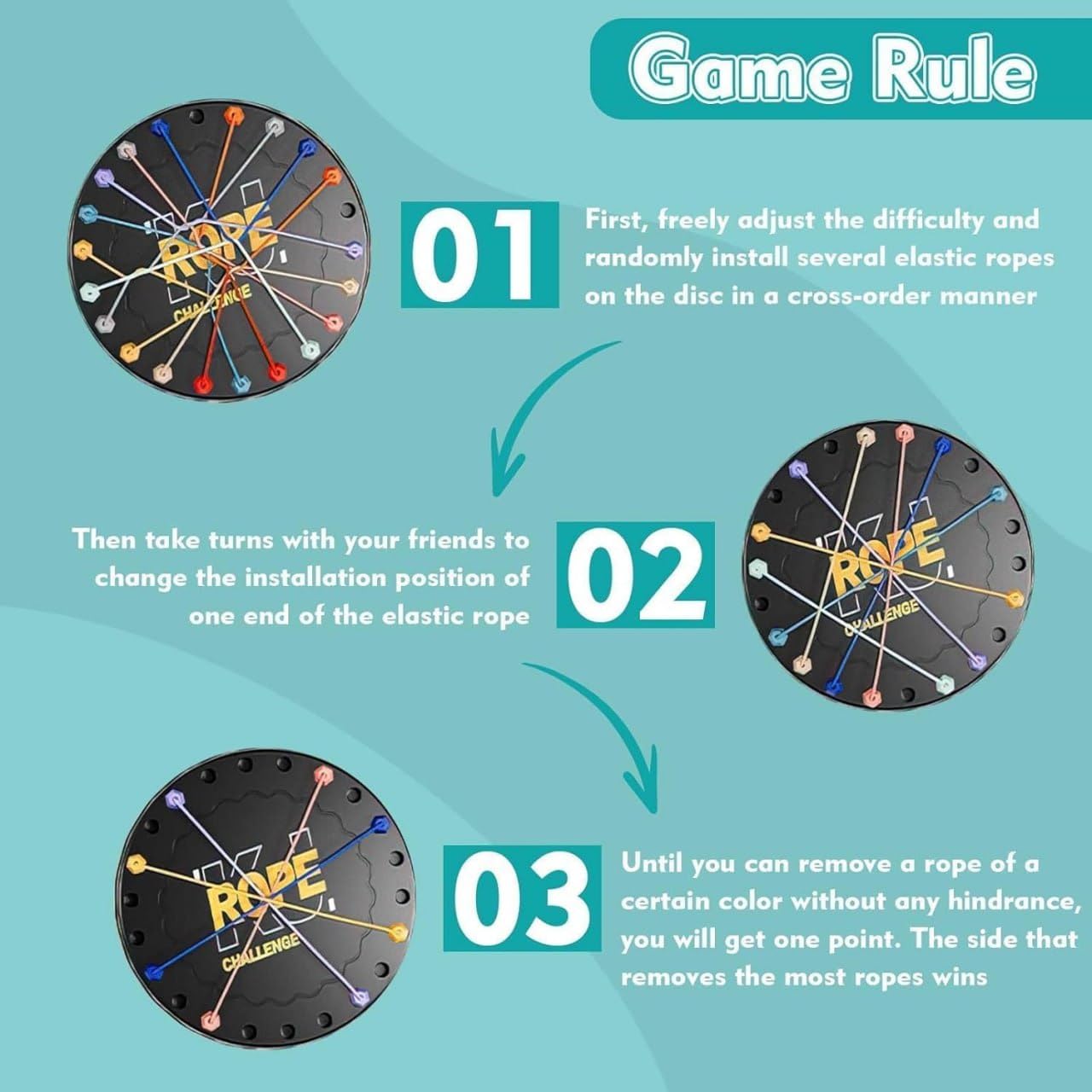 20354 Rope Puzzle Challenge Game for Kids & Adults | Brain Teaser Logic Board Toy | Rubber Band Puzzle | Focus & Problem Solving Game | Educational Toy for Home & Travel