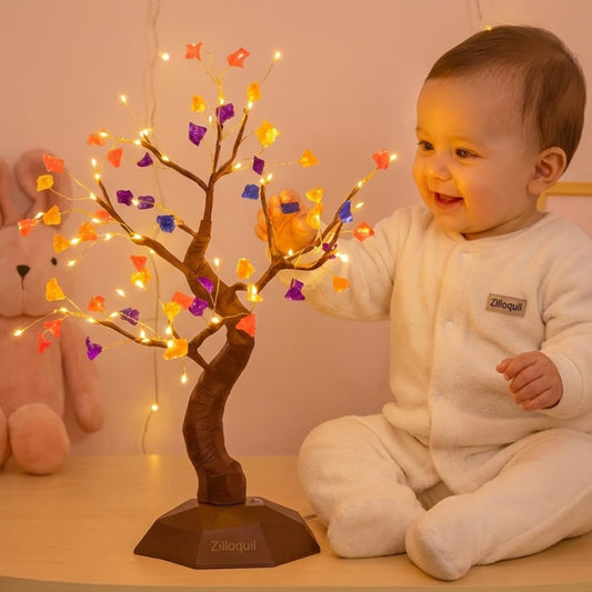 21075 Crystal Sparkly Aesthetic Fairy Bonsai Adjustable Tree Light Lamp with 2 Lighting Modes, Touch Sensor, Battery & USB Operated Magic DIY Home Decoration Tabletop Desk Night Lamp (Stone Tree)