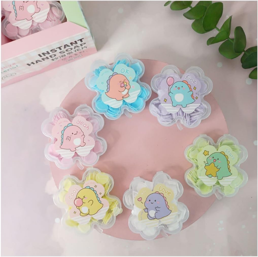 8005 Kids Travel Paper Soap, Flower-Shaped Container, Paper Soap Disposable Mini Soap Bottle, Scented Soap Bath Sheets Flakes Portable Flower Tube Petals