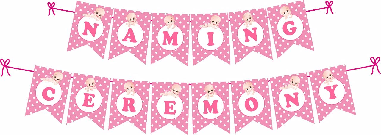 1006 Party Decorz Naming Ceremony Decoration Set 12 Pcs – Baby Naming Ceremony Banner with 11 Paper Cutouts | Traditional Namkaran Function Decoration Kit for Home Celebration